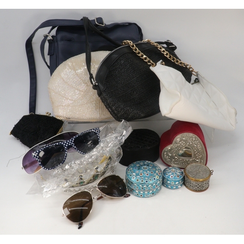 179A - Selection of sunglasses, tiaras, trinket boxes and vintage and later handbags