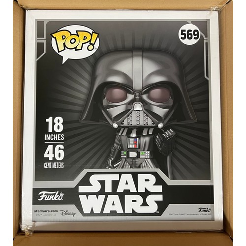 136 - A boxed Funko Pop Star Wars Darth Vader 569 in original packaging (outer box)