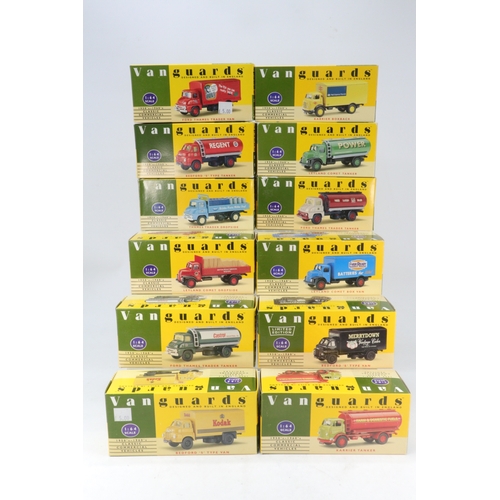 185 - 12 boxed Vanguards 1:64 scale diecast vehicles to include one Limited Edition VA8005 Merrydown Cider... 