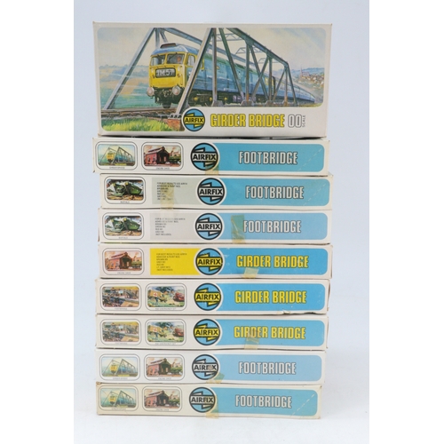 194 - Nine airfix oo gauge model kits to include Girder Bridge, Footbridge etc