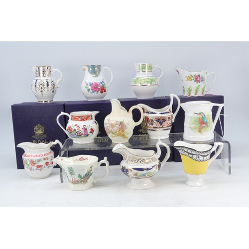 617 - Set of 12 250th anniversary Royal Worcester Jugs, 11 boxed