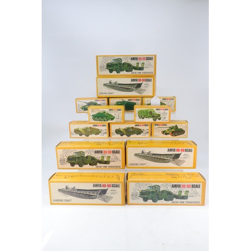 189 - 14 Airfix OO gauge military vehicles to include landing craft, tanks etc