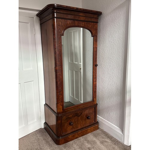 663 - Victorian mahogany mirror door single armoire on drawer base. measures approx. 94cm wide from top pl... 