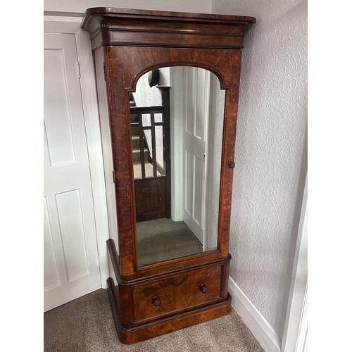 663 - Victorian mahogany mirror door single armoire on drawer base. measures approx. 94cm wide from top pl... 