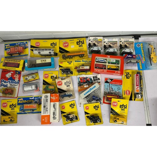 198 - A box of vintage and later diecast including Budgie, Ertl, EFSI,