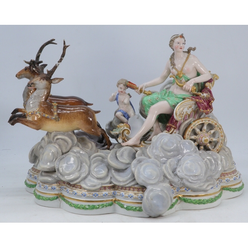 115 - Two large porcelain Meissen figure groups each with removable sections. Luna and Apollo. Both showin... 