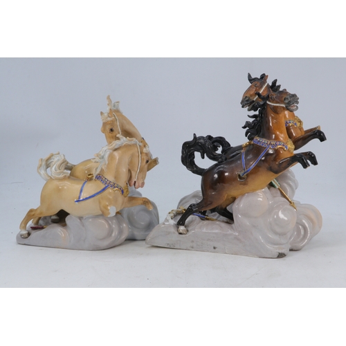 115 - Two large porcelain Meissen figure groups each with removable sections. Luna and Apollo. Both showin... 