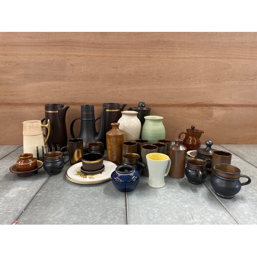 55 - Carton of assorted ceramics to include Purbeck pottery etc