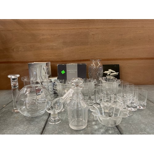 56 - Carton of glassware to include boxed Dartington crystal