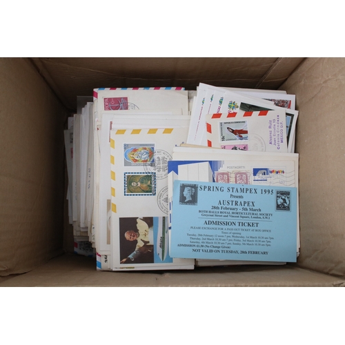 73 - Stamps on envelopes, airmail, loose accumulation , first day covers etc