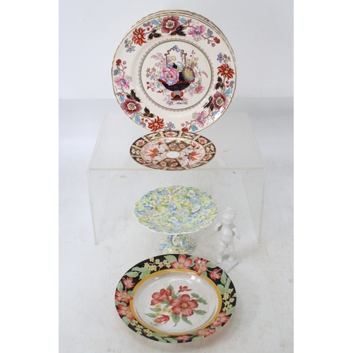 87 - Crown Derby side plate, Masons dinner plates, and sundry glass and china