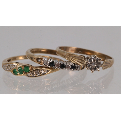 3 x 9ct gold rings approx. 5.3g