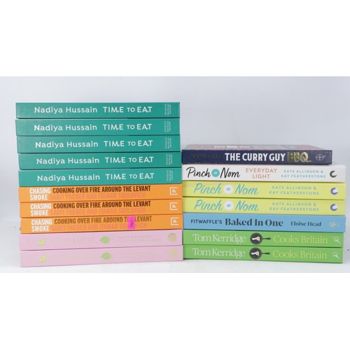 388 - Three Chasing Smoke cook books with signed inserts by Sarit, five copies of Nadia Hussain 