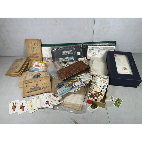 390 - Selection of assorted vintage and later Cigarette cards. First day covers.