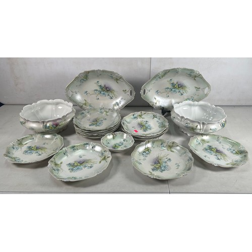 513 - Bernard Bloch? lustre dessert service to include two bowls, two plates, etc