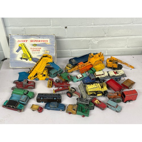 649 - Selection of vintage dinky toys  and corgi loose vehicles together with a boxed Dinky 964 elevator l... 