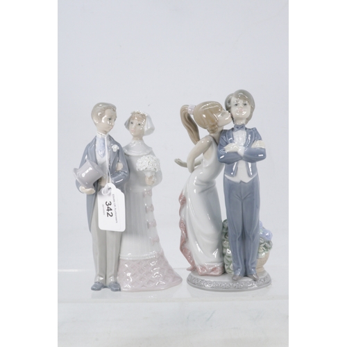 342 - Lladro figurine of bride and groom and other figure