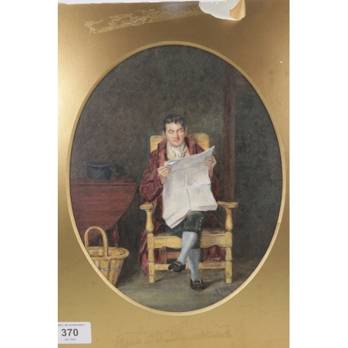 370 - A watercolour copy of a Man reading by Thomas Sword Good,