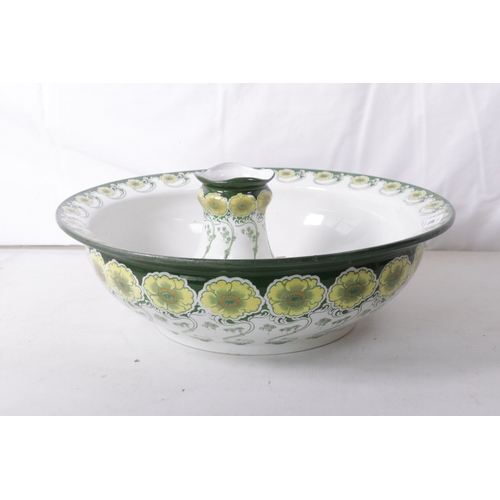 394 - Doulton wash bowl with matching tooth brush holder