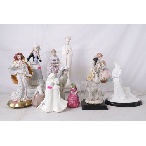 535 - Selection of ceramic figures to include Nao, Royal Worcester, Lladro, Arcadian etc