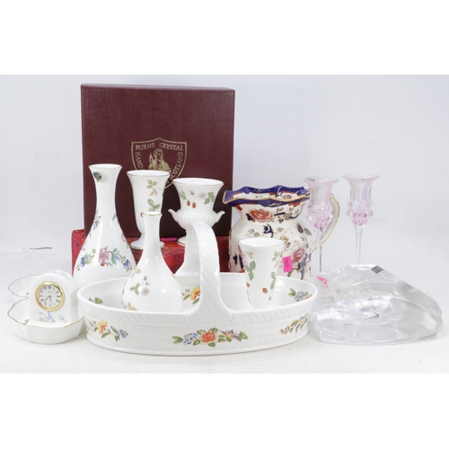 537 - Robert burns Crystal decanter set, miniature Chinese tea set, Aynsley and Wedgwood trinket items, ma... 