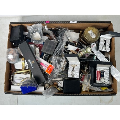 340 - Assortment of watch straps, watch parts, modern pocket watches etc