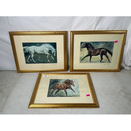 372 - Three framed prints of Horses, pencil signed Trevor Taylor to the mounts