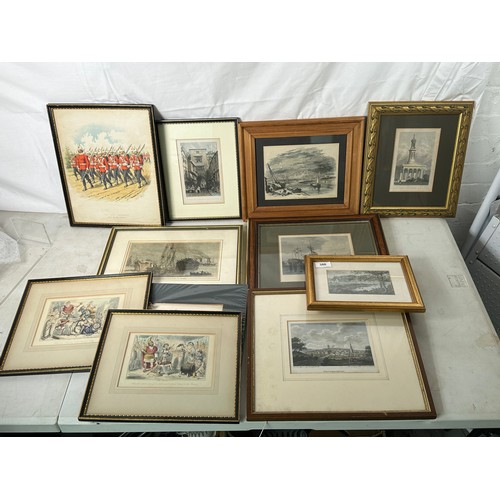 386 - Quantity of antique etchings to include the New Church 1827, Black Gate Newcastle on Tyne, Rye from ... 