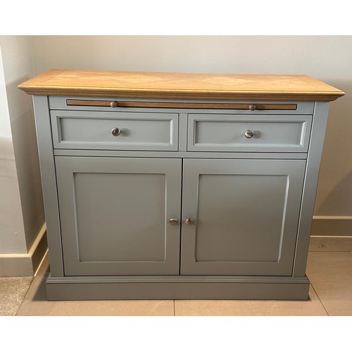 553 - Contemporary cupboard unit with two drawers over cupboard base Measures approx. 109cmW x 45cmD x 86c... 