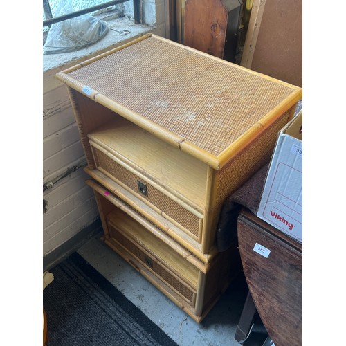 361 - Pair of rattan bedside units fitted single drawers