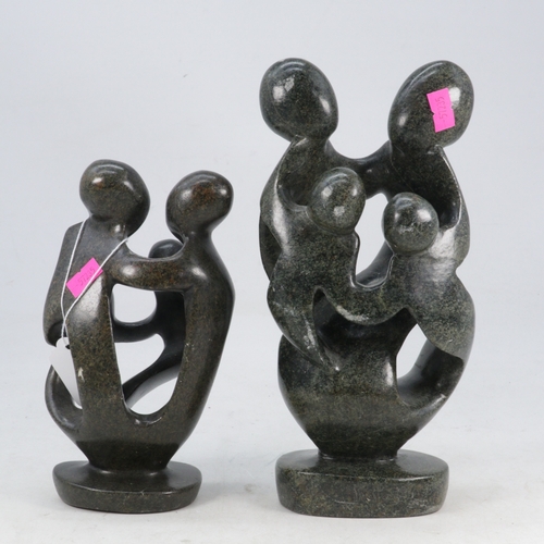 110 - Two soapstone? family figural groups largest approx. 25cms tall