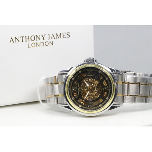 242A - An Anthony James London automatic wristwatch, with visible movement