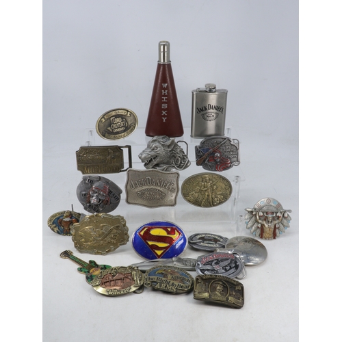 257 - Quantity of replacement belt buckles, bottle opener, hip flask etc