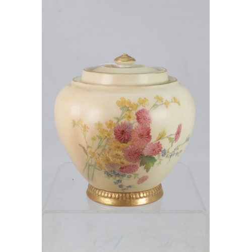 55 - A Royal Worcester blush tea caddy shape 1314, approx. 12.5cm tall, green marks to base.