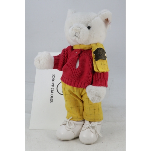 643 - Steiff Rupert the bear with button in ear and comes with certificate