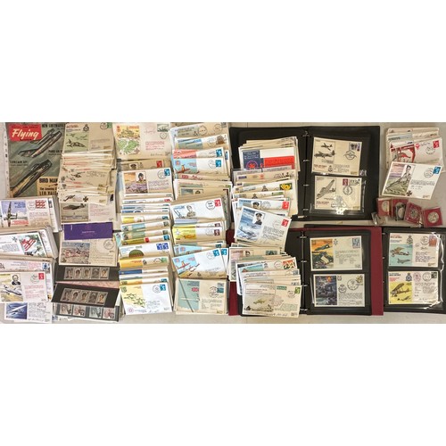 526 - Large selection of First day covers, Mainly Raf signed covers, Some in albums, commemorative coins e... 