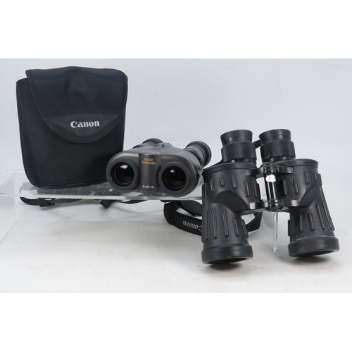 264A - Canon 8x25 IS binoculars in case together with a pair of Swift 7.5x44 Derby binoculars