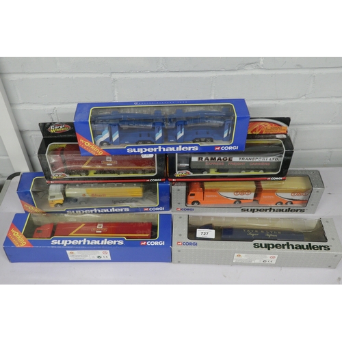 727 - Corgi Superhaulers Tate and Lyle, Royal Mail, Scania car transporter, two corgi Wheelz etc