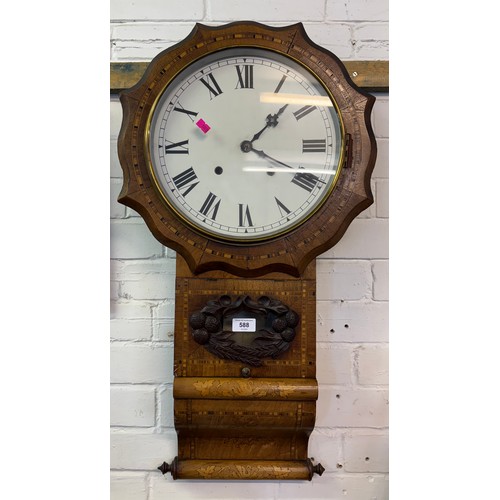 588 - Antique 8 day American wall clock circa 1860