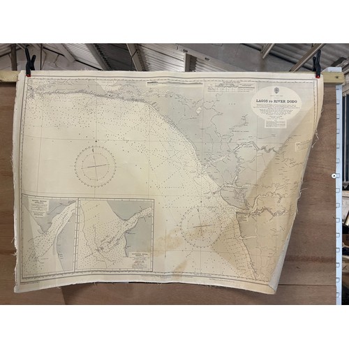 Two linen backed maps, one of Lagos Harbour and the other of Lagos ...
