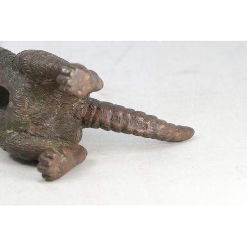 62 - A Geshultz? bronze Louis Wain style cat missing cover or attachment from the front