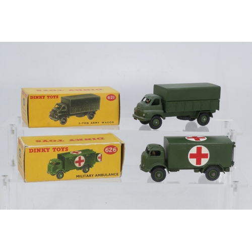 574 - Dinky Toys boxed diecast vehicles 621 3-Ton Army Wagon, and 626 Military Ambulance