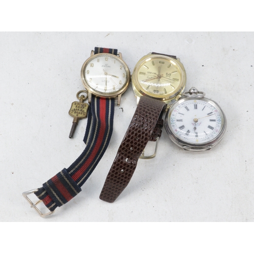 109 - Enicar manual wind wristwatch (overwound) together with Omnta deluxe gents wristwatch (appears in wo... 