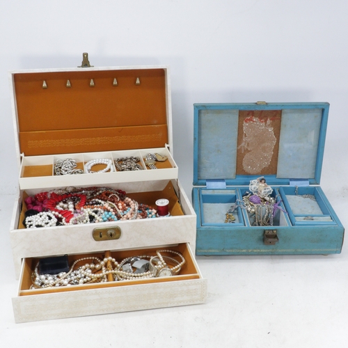 116 - Two jewellery boxes of assorted costume jewellery including gold tone etc
