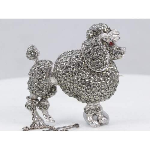 133 - A marcasite style Poodle brooch