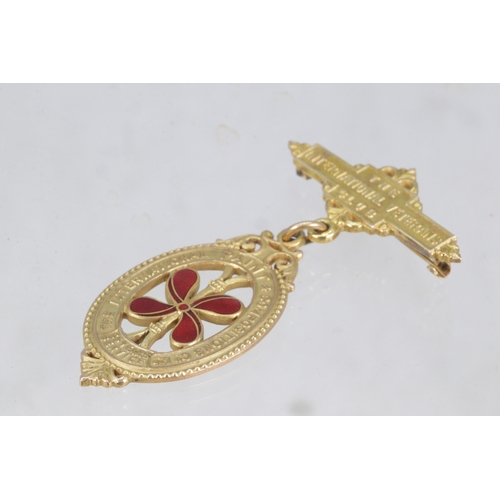 165 - 9ct gold The International Veterans club paint and compositions 25 year service medallion (approx. 1... 