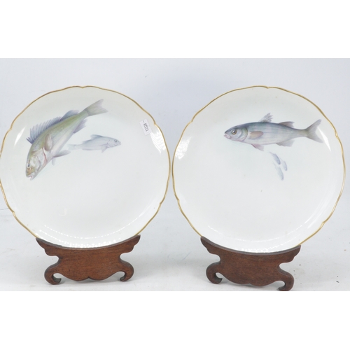 6 KPM fish decorated plates (stands not included)