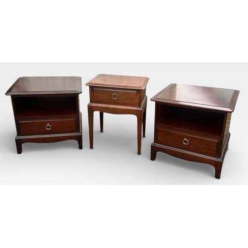 403 - Pair of Stag bedside cabinets together with another similar bedside cabinet