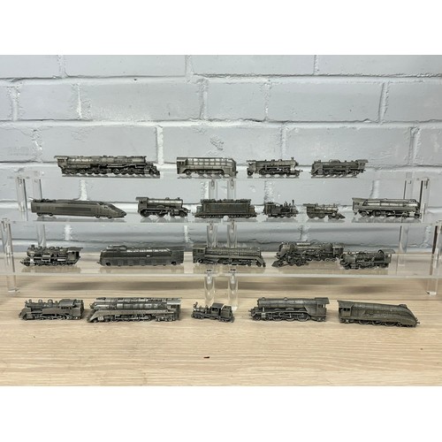 508 - Quantity of pewter model trains/engines and carriages (approx. n gauge size)
