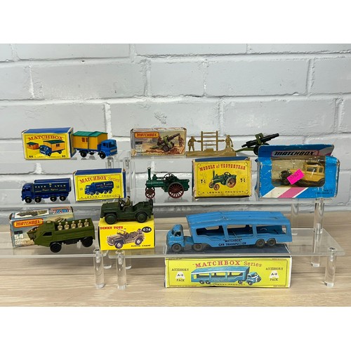 551 - Dinky Austin champ, Matchbox car transporter, repro box, 2x matchbox 75, Lesney Sugar container, Mat... 